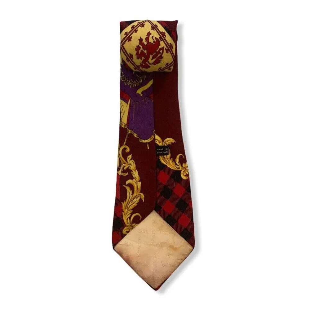 Vtg 1990s Gianni Versace Men's Plaid Harlequin Baroque Pre-Death Silk Tie 3.75